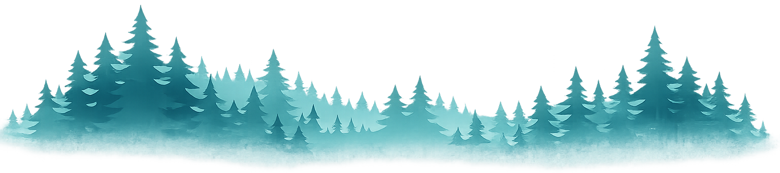 Illustration of evergreen forest tree line